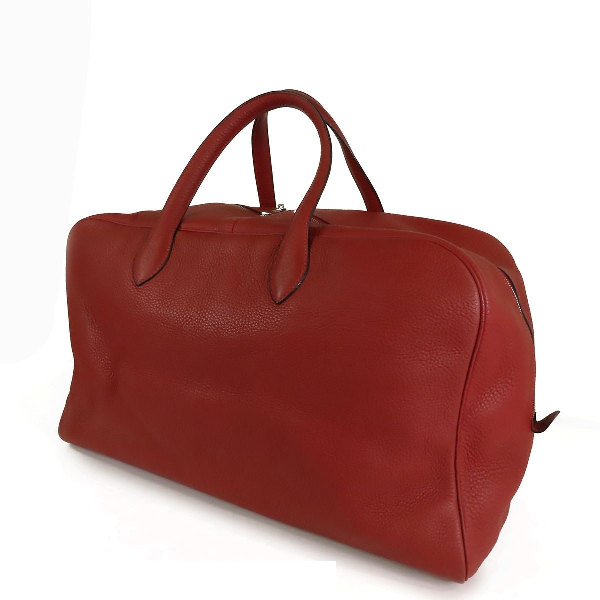 Hermes Viktoriia 50 Rouge Ash Silver Taurillon Boston Bag — view 2
