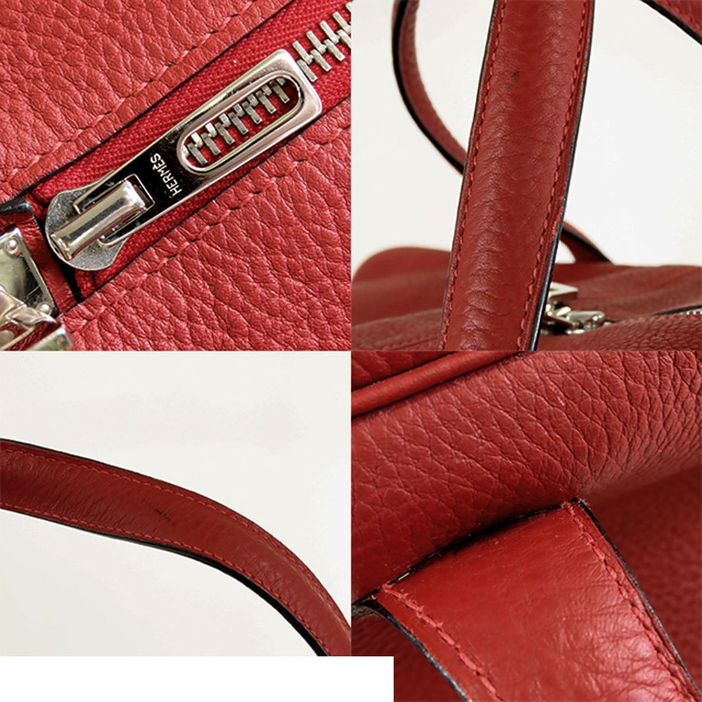 Hermes Viktoriia 50 Rouge Ash Silver Taurillon Boston Bag — view 7