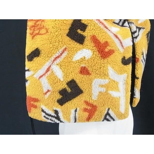 Fendi Polyester Wool Shearling Style Scarf Shawl Yellow — view 3