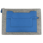 Hermes Toudou 37 Felt And Vaux Epson Blue Zanzibar Gray A Clutch Bag