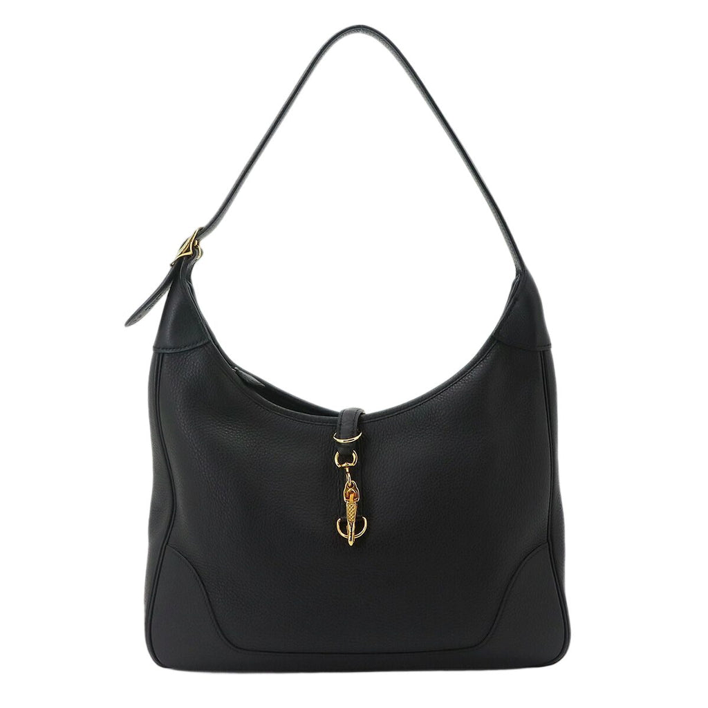 Hermes Trim 31 Shoulder Bag Taurillon Clemence Black Gold