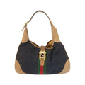 Gucci Sherry Line Black Brown Gold GG Canvas Leather Shoulder Bag Hobo