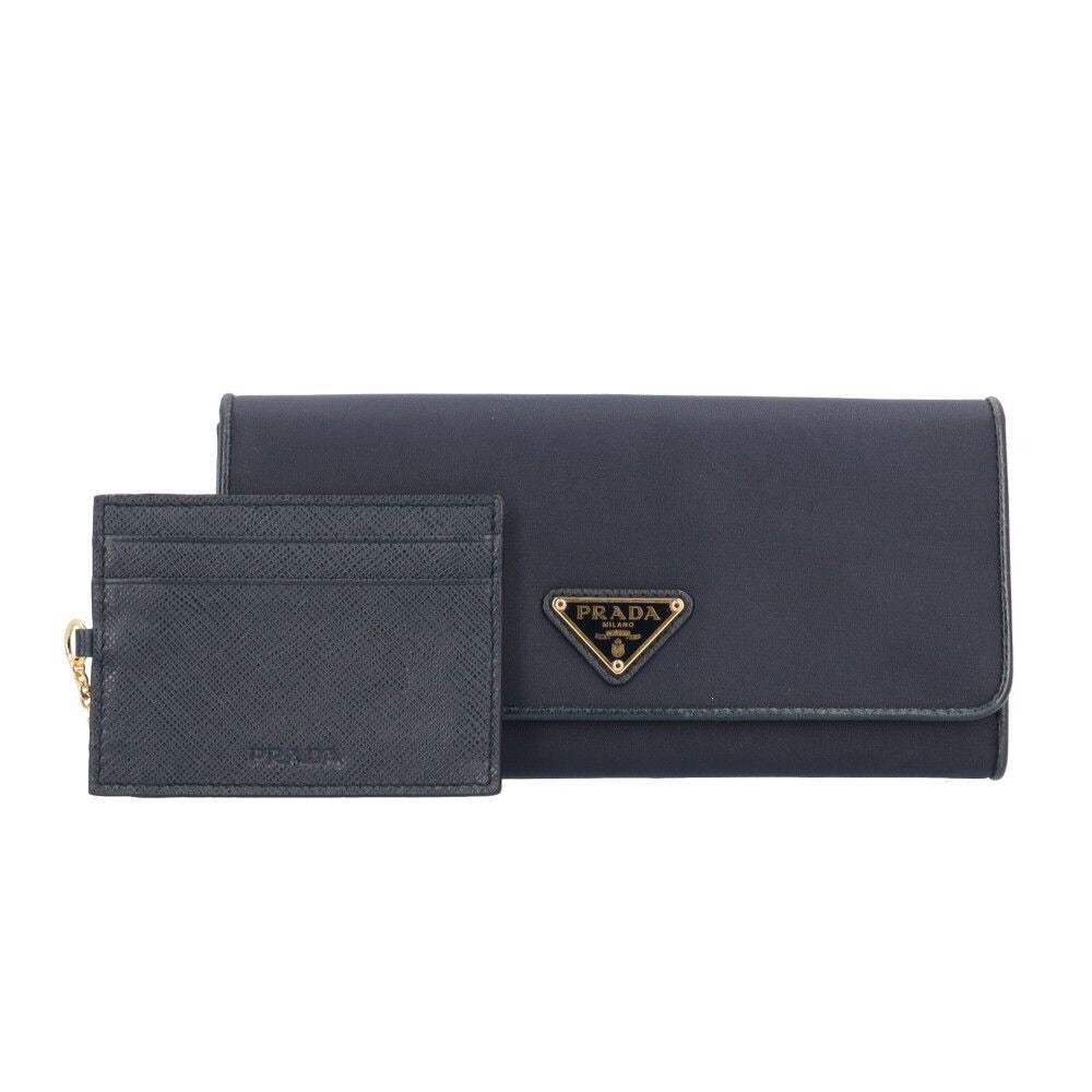 Prada Wallet Nylon Leather Navy Season All Seasons