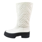 Hermes Leather Long Boots Exlibris Quilted Logo Shoes Ivory