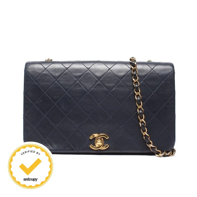 Chanel Chain Shoulder Bag Quilted Full Flap Gold Lambskin