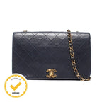 Chanel Chain Shoulder Bag Quilted Full Flap Gold Lambskin