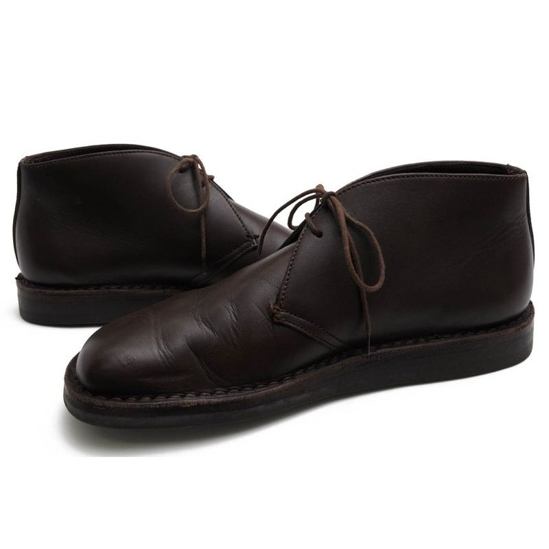 Prada Chukka Boots Shoes Men Leather Dark Brown Psu644 Flat Sole Plain — view 3