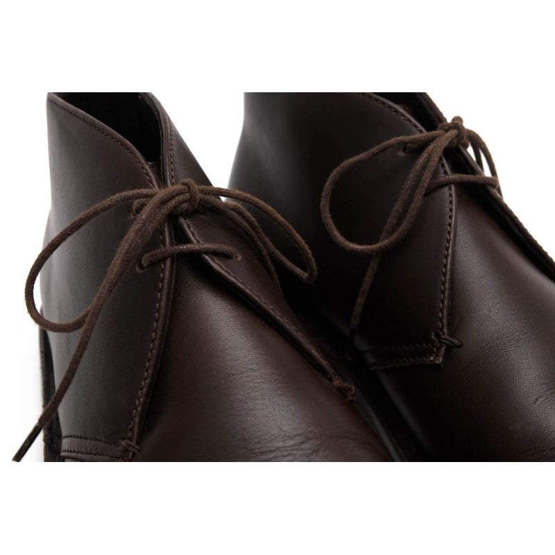 Prada Chukka Boots Shoes Men Leather Dark Brown Psu644 Flat Sole Plain — view 6
