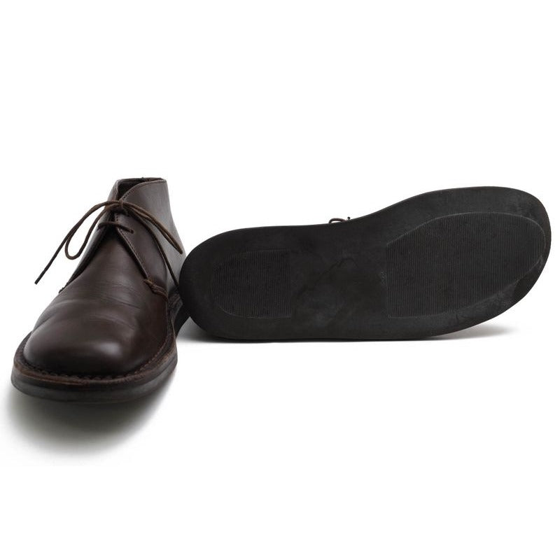 Prada Chukka Boots Shoes Men Leather Dark Brown Psu644 Flat Sole Plain — view 7