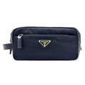 Prada Leather Nylon Black Clutch Silver