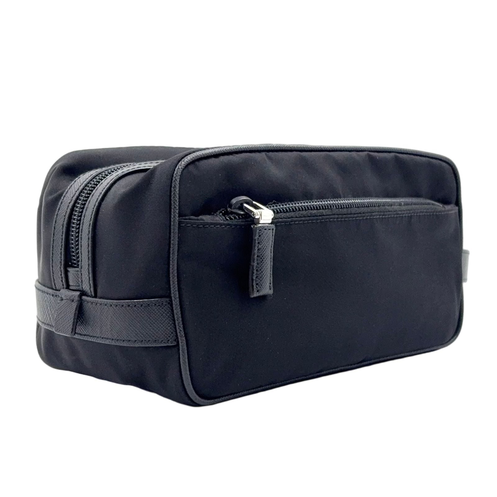 Prada Leather Nylon Black Clutch Silver — view 2
