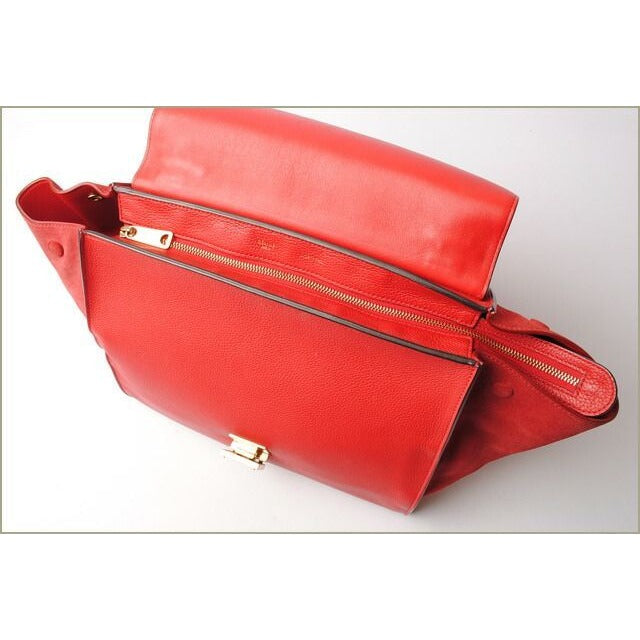 Celine Shoulder Bag Trapeze Red 2-Way with Strap — view 3