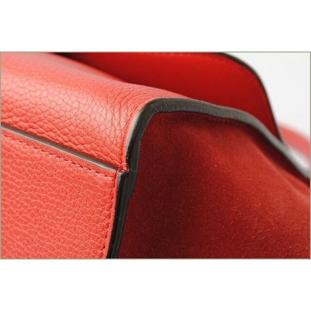 Celine Shoulder Bag Trapeze Red 2-Way with Strap — view 6
