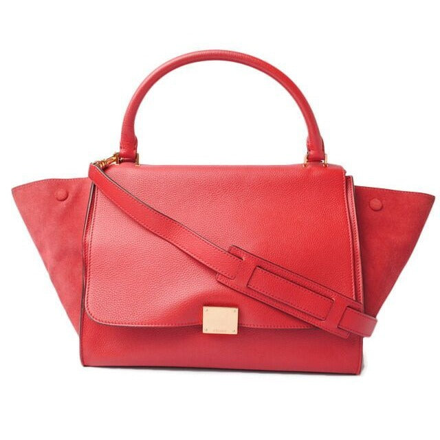 Celine Shoulder Bag Trapeze Red 2-Way with Strap