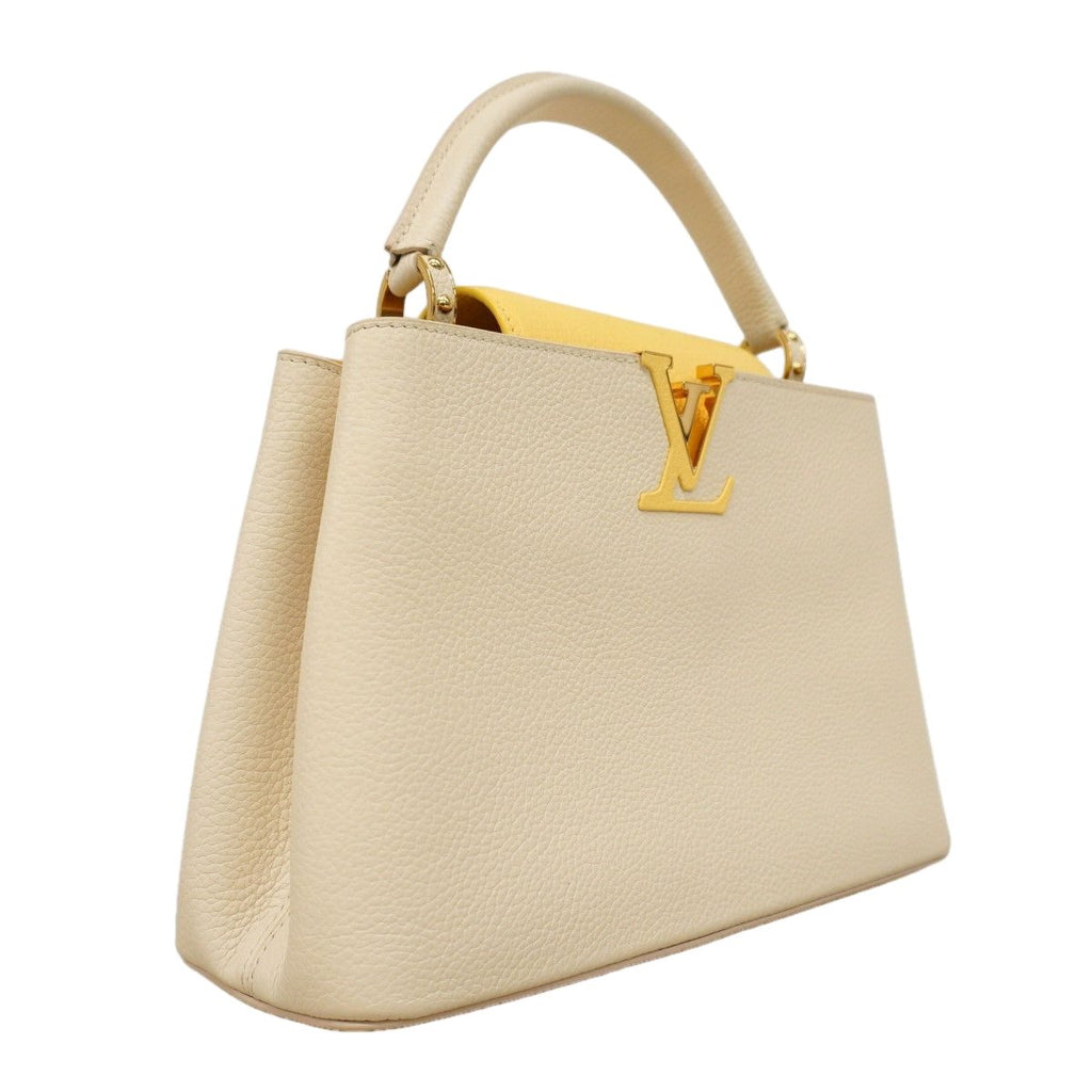 Louis Vuitton Handbag Taurillon Capucines MM Ivory Yellow 2-Way — view 2