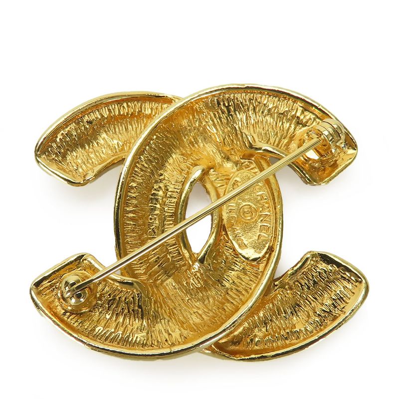 Chanel Brooch Quilted Stitching Coco Mark Metal Gold Plated Accessory Small — view 3