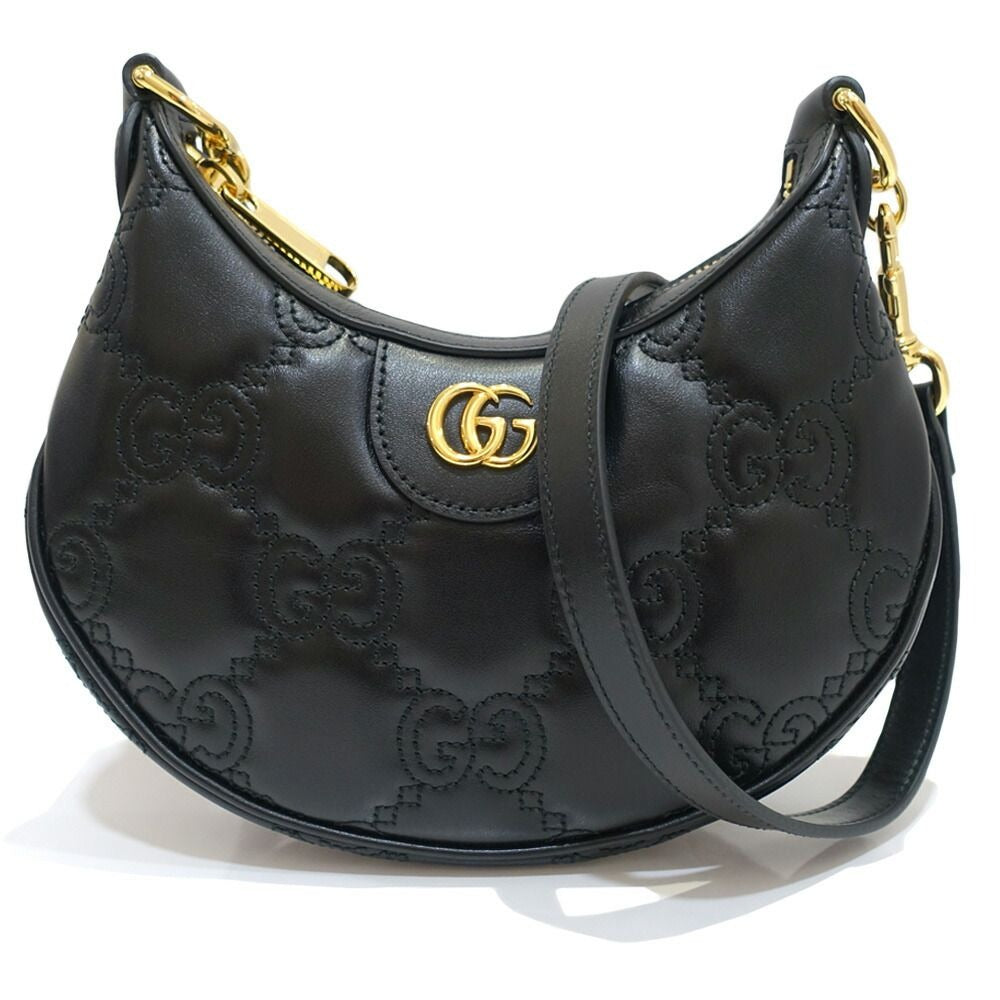 Gucci GG Matelasse Mini Shoulder Bag Leather Black Gold