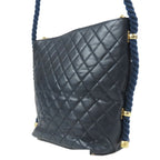 Chanel Quilted Rope Handle Navy Gold Leather 2-Way Tote Shoulder Bag — view 2