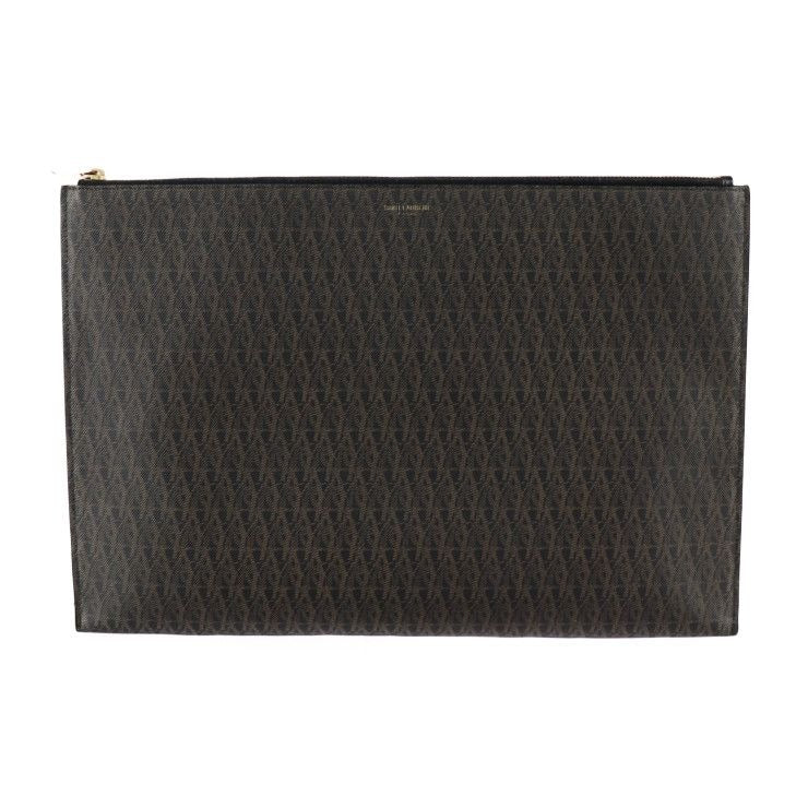 Saint Laurent Paris Second Bag Brown Gold Hardware Classic Toile