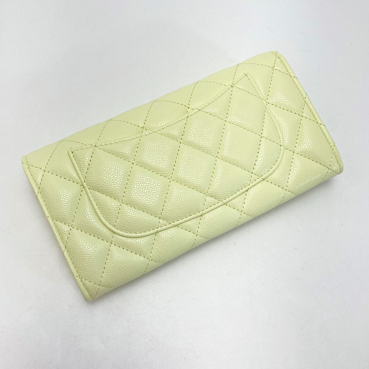 Chanel Quilted Classic Flap Long Wallet Ap0241 Light Yellow — view 2