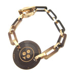 Hermes Fet Vosges GM Clover T2 Buffalo Horn Metal Brown Bracelet 0980