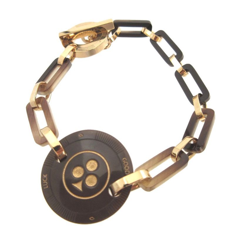 Hermes Fet Vosges GM Clover T2 Buffalo Horn Metal Brown Bracelet 0980 — view 2