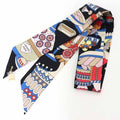 Hermes Twilly Charm la Patisserie Francaise Silk 02 Noir Black Blanc Blue