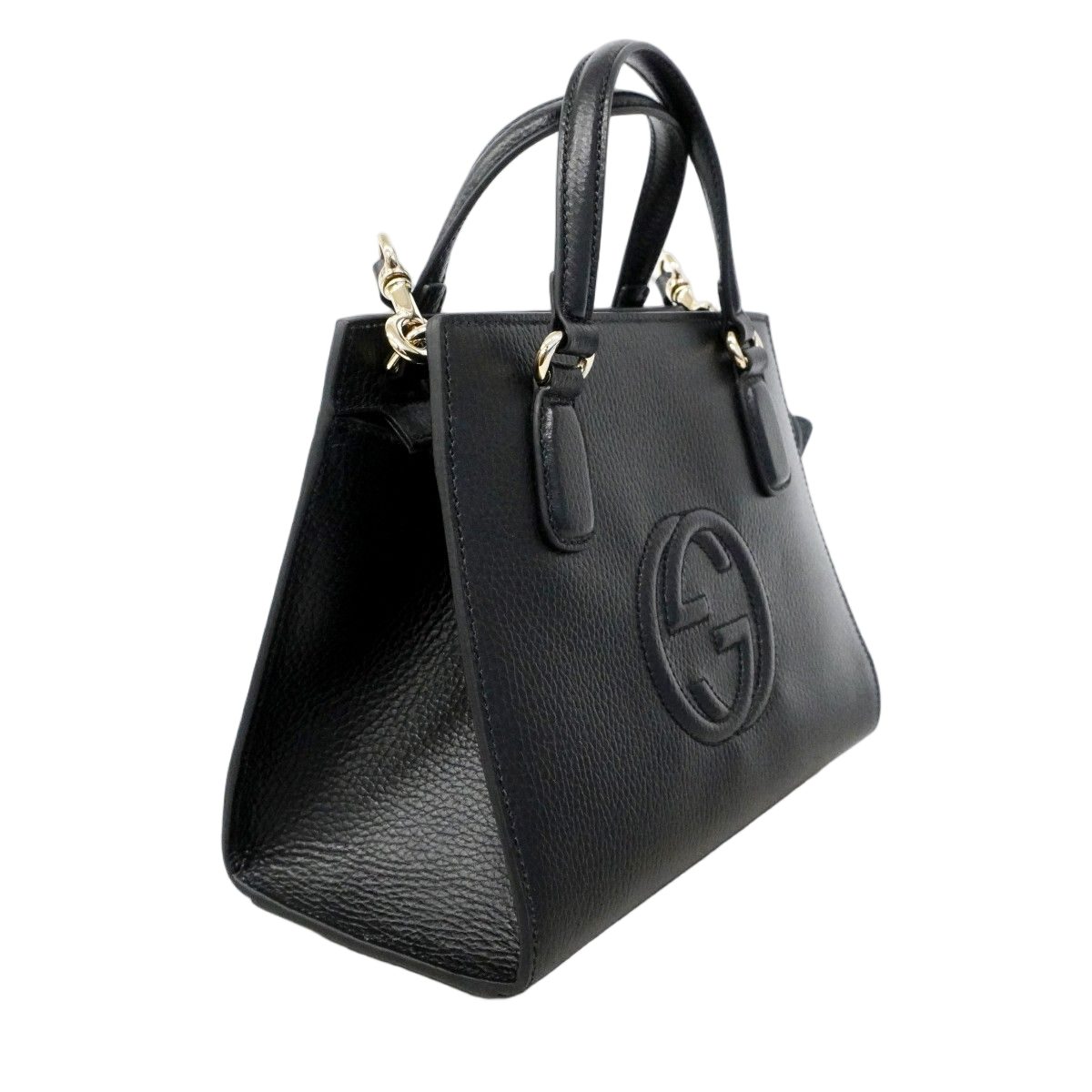 Gucci Handbag Soho Leather Black Champagne Gold 2-Way — view 2