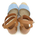 Hermes Espadrilles Tivoli Wedge Sole Sandals Blue Brown 37 — view 7