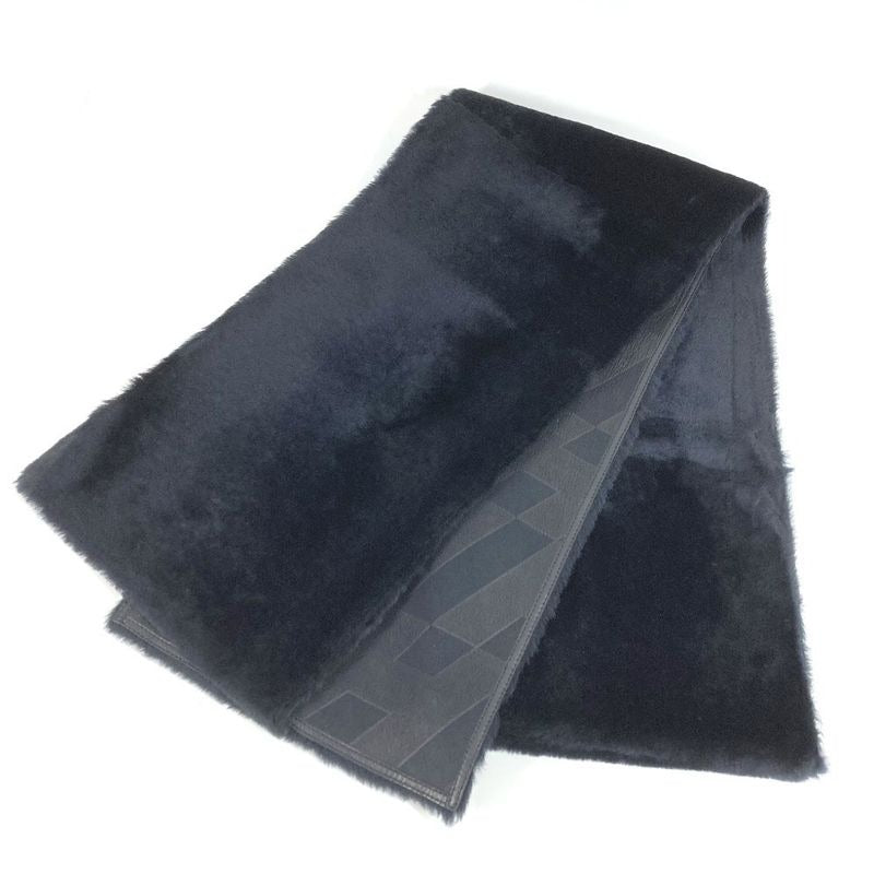 Hermes Scarf Leather Fur Black