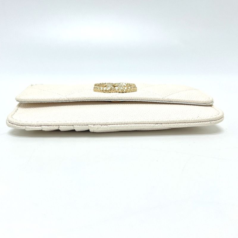 Chanel Long Wallet Coco Mark Caviar Leather White — view 4