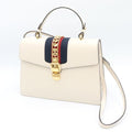 Gucci White Leather Sylvie Sherry Line 2-Way Handbag