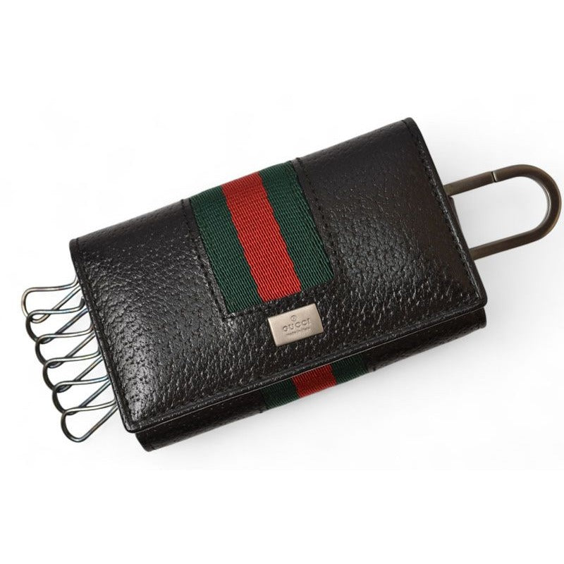 Gucci Outlet Key Case Holder 6-stacks Pigskin Sherry Line Black 033 — view 2