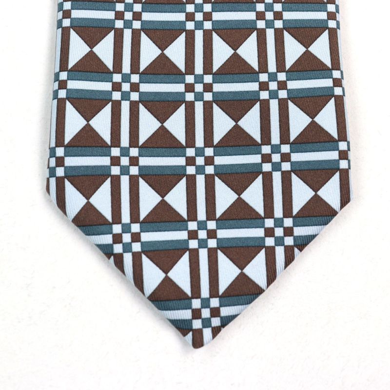 Hermes Cravate 100% Silk Art Deco Geometric Pattern Tie Multicolor — view 5