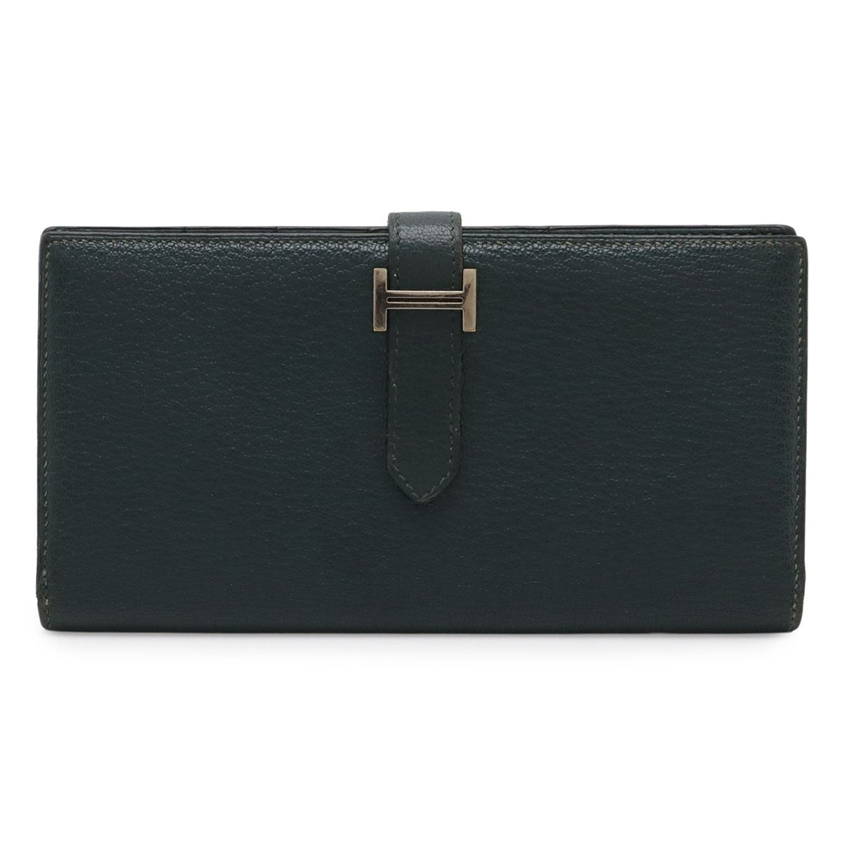 Hermes Bearn Souffle Bifold Wallet Chevre Leather Green