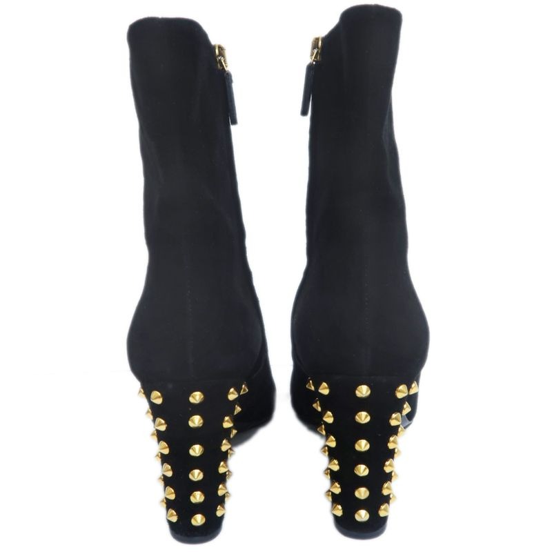 Gucci Short Boots Size 37 Black Suede Studded Shoes — view 6