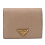 Prada Wallet Bifold Leather Pink Beige Mini