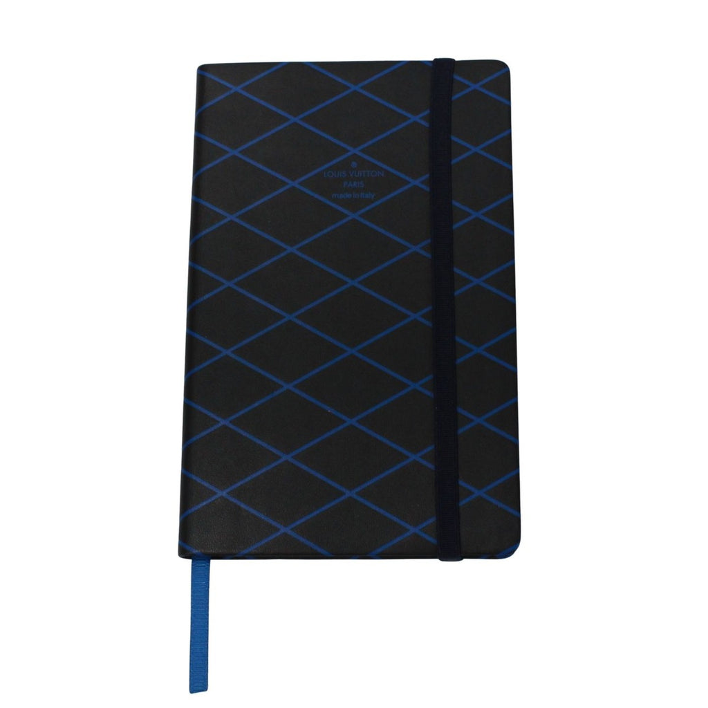 Louis Vuitton Cahier Andre MM Leather Black Blue Notebook
