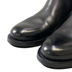 Prada Embossed Logo Long Boots with Buckle Strap 38 Black Leather Shoes Middle — view 6
