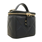 Chanel Vanity Bag Quilted Caviar Leather Black Champagne Gold — view 2