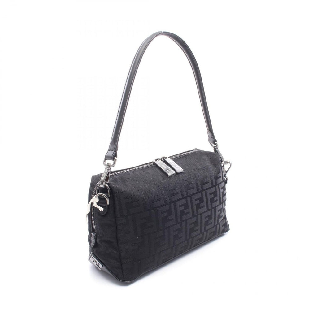 Fendi Shoulder Bag Louis Square FF Black Canvas Leather — view 2