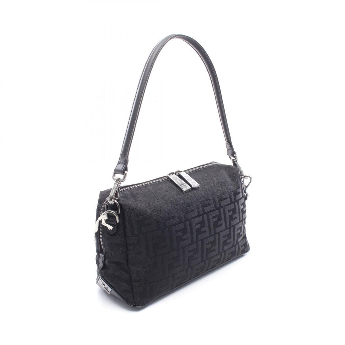 Fendi Shoulder Bag Louis Square FF Black Canvas Leather — view 2