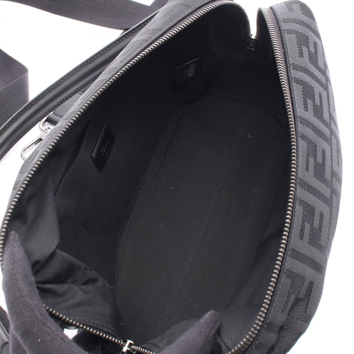 Fendi Shoulder Bag Louis Square FF Black Canvas Leather — view 3