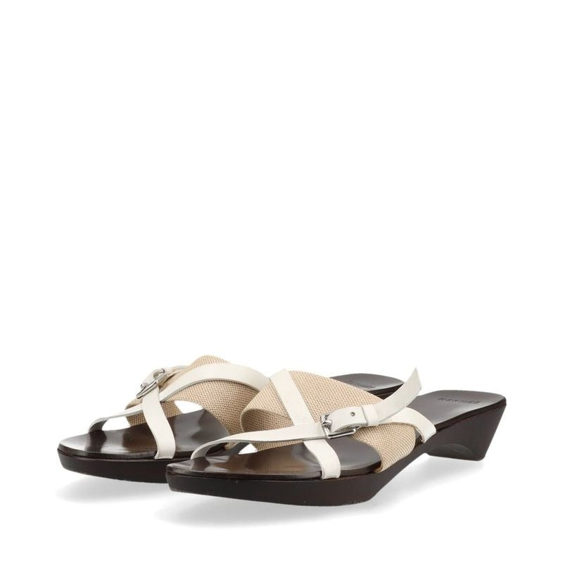 Hermes Leather Wood Sole Belt Sandals 35 Brown