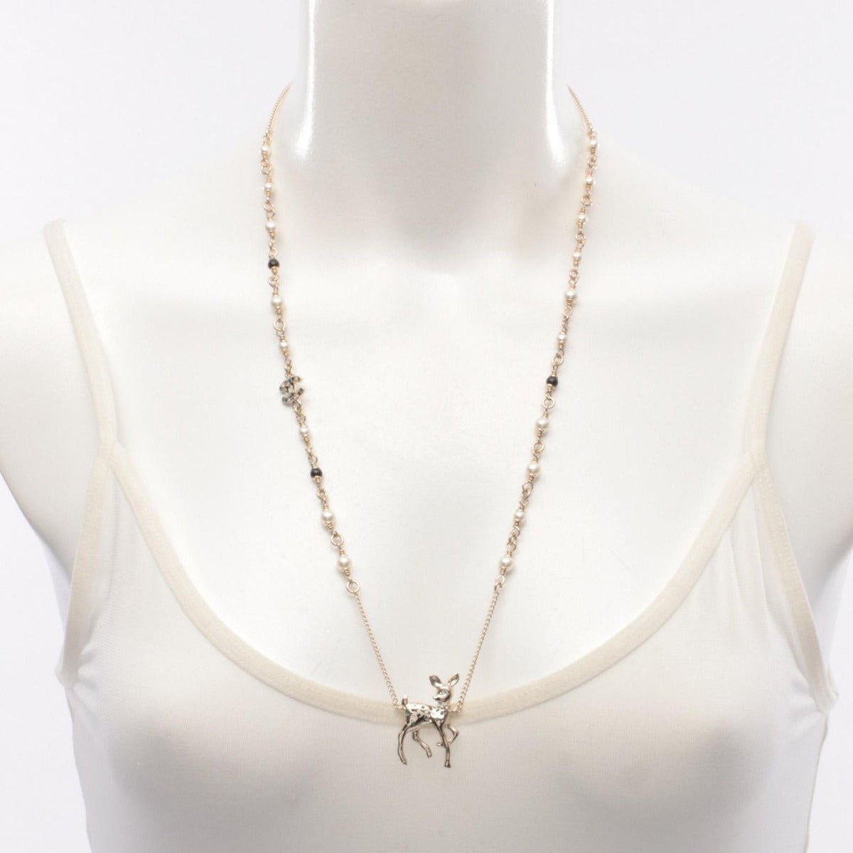 Chanel Necklace CC Logo Gold White. Black — view 5