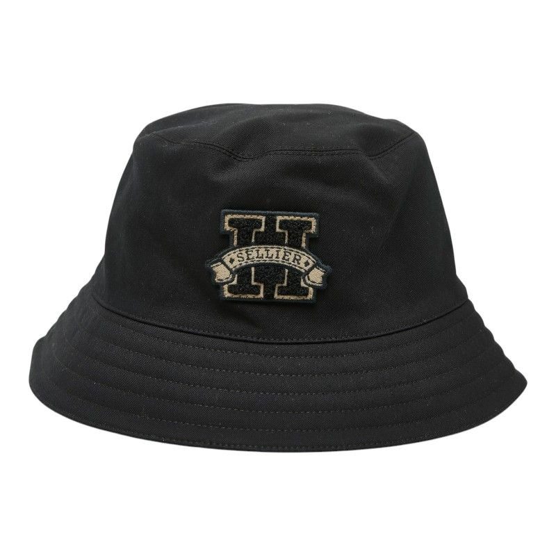 Hermes Hapa-h Series Bucket Hat 58 Black Cotton Rayon Silk