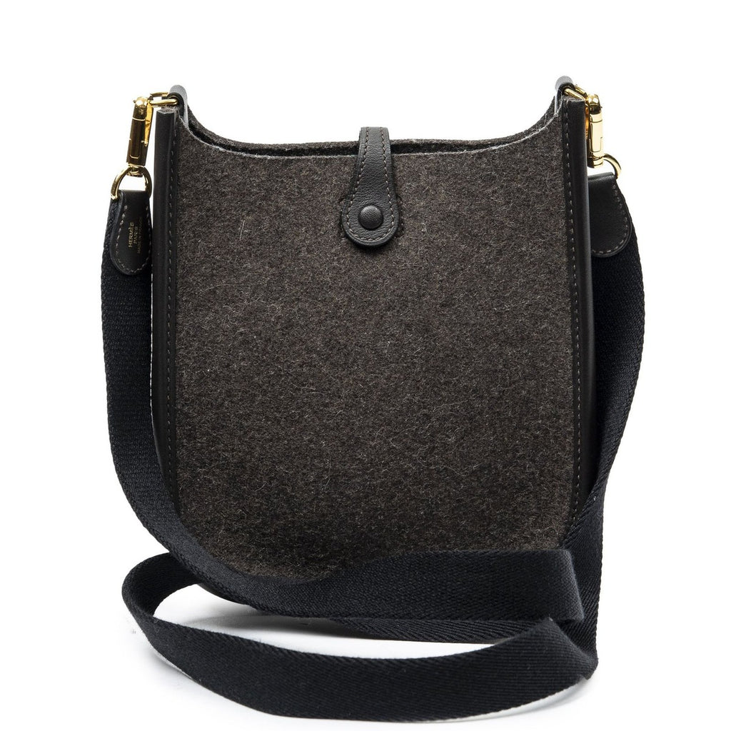 Hermes Evelynda Brown Felt Canvas Dark — view 5