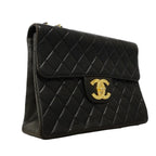 Chanel Shoulder Bag Deca Quilted Lambskin Black Gold — view 2