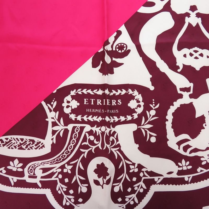 Hermes Carre 90 Cadrige Etrier Tattoo Silk Pink Scarf 0394 — view 3