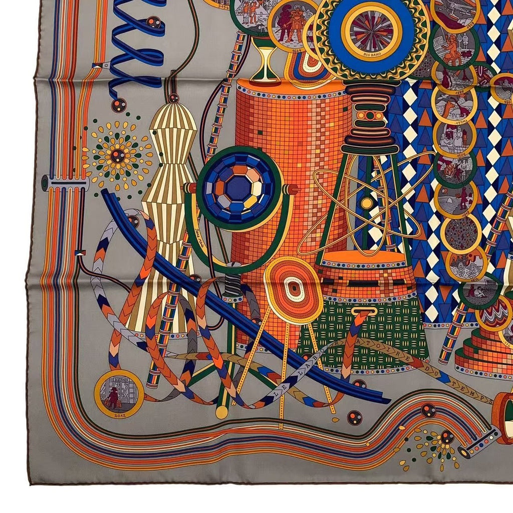Hermes Carre 90 Lelaboratoire du Temps Laboratory of Time Scarf Silk Multicolor — view 5